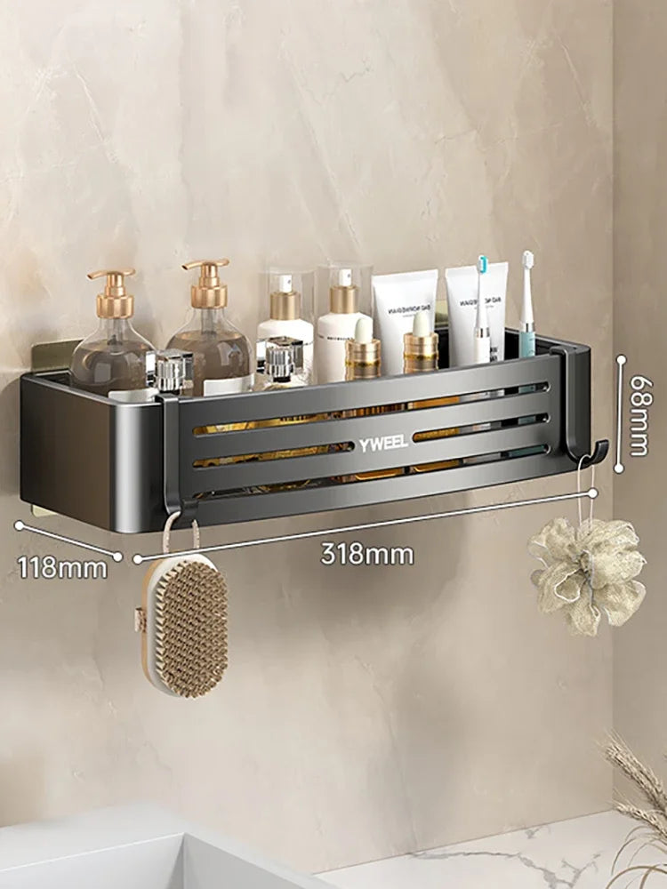 1-3 Floors Wall Mounted No Drill Bathroom Shelf Shower Shelf Makeup Organizer Shelf Shampoo Stand Bathroom Accessories