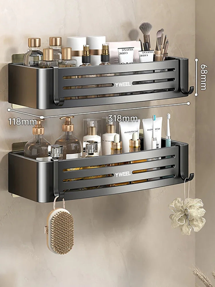 1-3 Floors Wall Mounted No Drill Bathroom Shelf Shower Shelf Makeup Organizer Shelf Shampoo Stand Bathroom Accessories