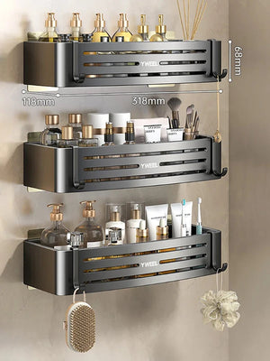 1-3 Floors Wall Mounted No Drill Bathroom Shelf Shower Shelf Makeup Organizer Shelf Shampoo Stand Bathroom Accessories