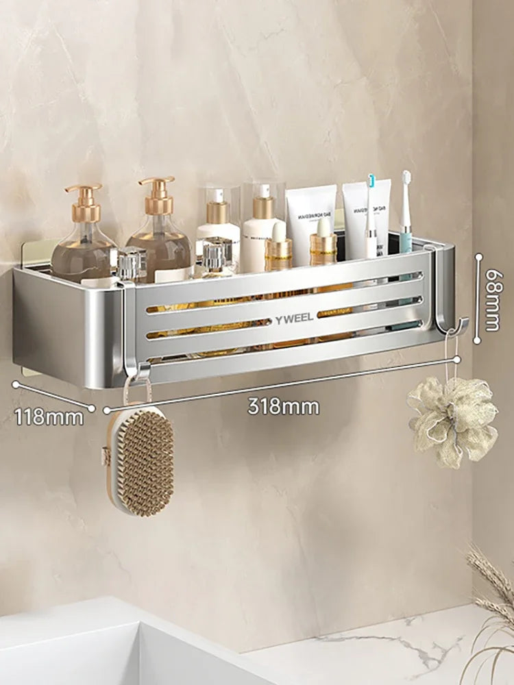 1-3 Floors Wall Mounted No Drill Bathroom Shelf Shower Shelf Makeup Organizer Shelf Shampoo Stand Bathroom Accessories