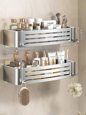 1-3 Floors Wall Mounted No Drill Bathroom Shelf Shower Shelf Makeup Organizer Shelf Shampoo Stand Bathroom Accessories