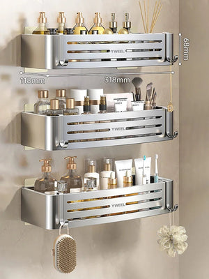 1-3 Floors Wall Mounted No Drill Bathroom Shelf Shower Shelf Makeup Organizer Shelf Shampoo Stand Bathroom Accessories