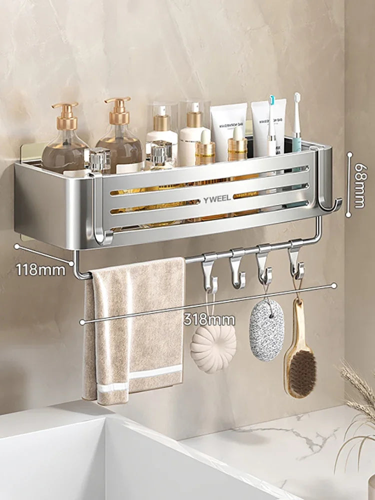 1-3 Floors Wall Mounted No Drill Bathroom Shelf Shower Shelf Makeup Organizer Shelf Shampoo Stand Bathroom Accessories