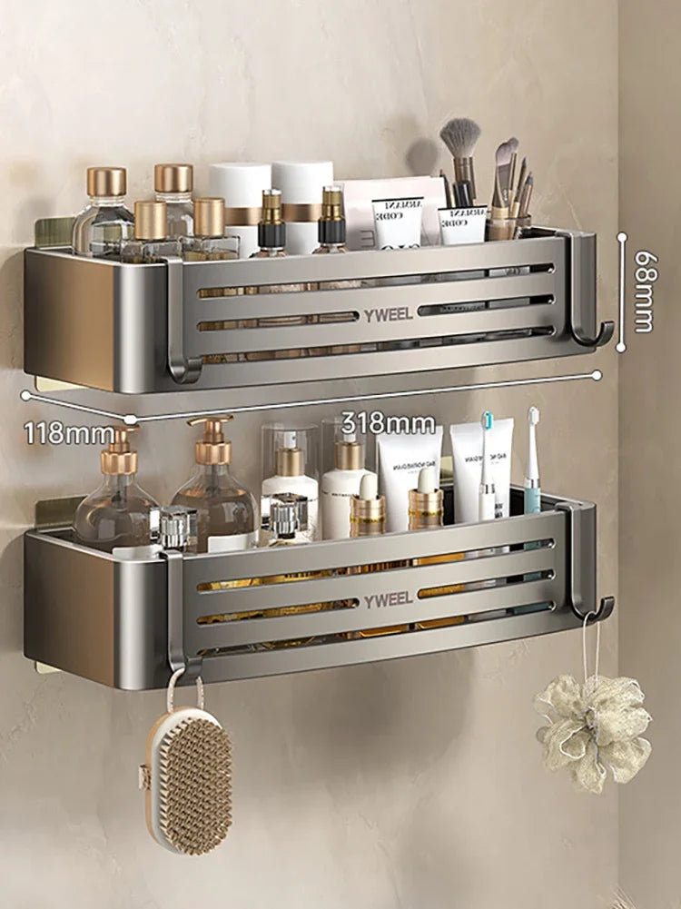 1-3 Floors Wall Mounted No Drill Bathroom Shelf Shower Shelf Makeup Organizer Shelf Shampoo Stand Bathroom Accessories