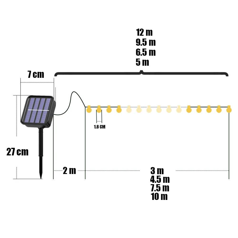 100 LED Solar Light Outdoor IP65 Waterproof String Fairy Lamps Solar Garden Garlands Christmas Decoration 12M