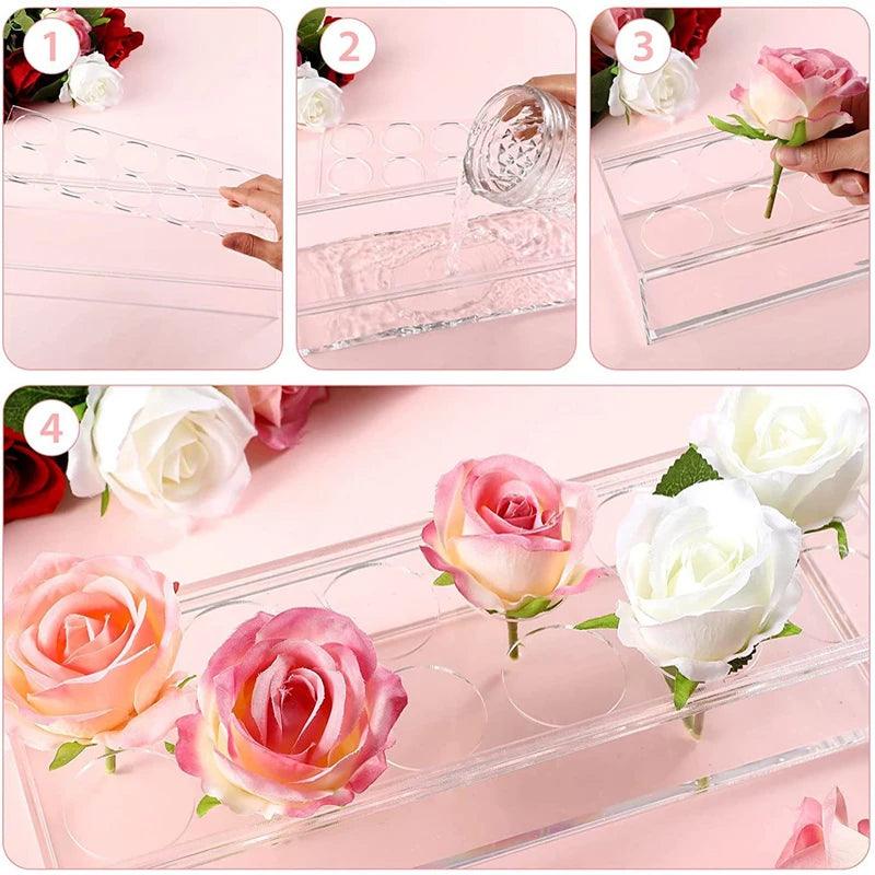 10/12/16 Holes Rectangular Vase Clear Acrylic Flower Arrangement Vase Tabletop Decorative Vases Wedding Centerpiece Home Decor