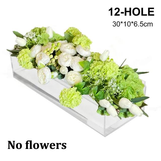 10/12/16 Holes Rectangular Vase Clear Acrylic Flower Arrangement Vase Tabletop Decorative Vases Wedding Centerpiece Home Decor