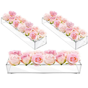 10/12/16 Holes Rectangular Vase Clear Acrylic Flower Arrangement Vase Tabletop Decorative Vases Wedding Centerpiece Home Decor