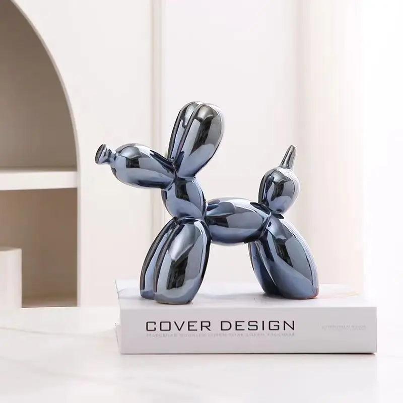 11cm Mini Ceramic Balloon Dog Abstract Ornament Creative Sculpture Study Room Statue Home Office Accessories Festival Decoration