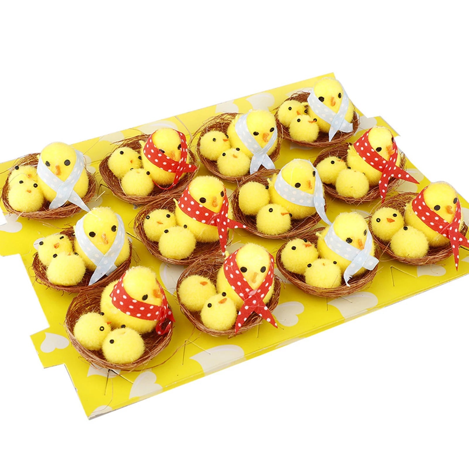 12/24/36PCS Simulation Easter Chick Yellow Mini Lovely Artificial Plush Chicken Easter Gift Children Kids Toy Home Decoration