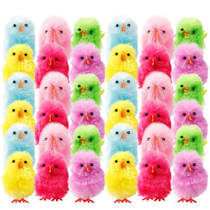 12/24/36PCS Simulation Easter Chick Yellow Mini Lovely Artificial Plush Chicken Easter Gift Children Kids Toy Home Decoration