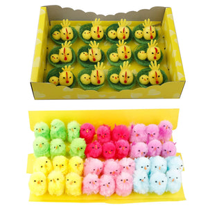 12/24/36PCS Simulation Easter Chick Yellow Mini Lovely Artificial Plush Chicken Easter Gift Children Kids Toy Home Decoration