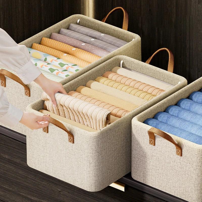 1PC Foldable Steel Frame Storage Box With Handle Non-Woven Saving Space Box Travel Storage Home Clothes Pants Organizers Box