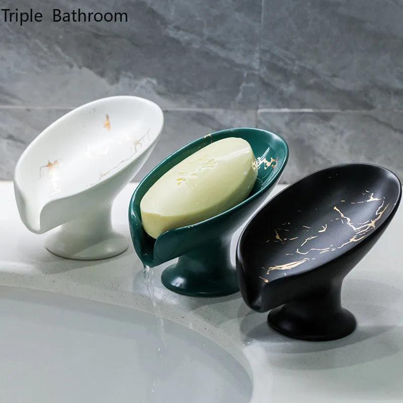 1pc Light Luxury Ceramic Portable Soap Dish Kitchen Bathroom Accessories Drain Soap Holder Storage Display Box Wedding Gift