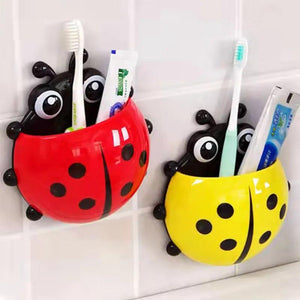 1pcs Ladybug Animal Insect Toothbrush Holder Bathroom Cartoon Toothbrush Toothpaste Wall Suction Holder Rack Container Organizer