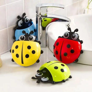 1pcs Ladybug Animal Insect Toothbrush Holder Bathroom Cartoon Toothbrush Toothpaste Wall Suction Holder Rack Container Organizer