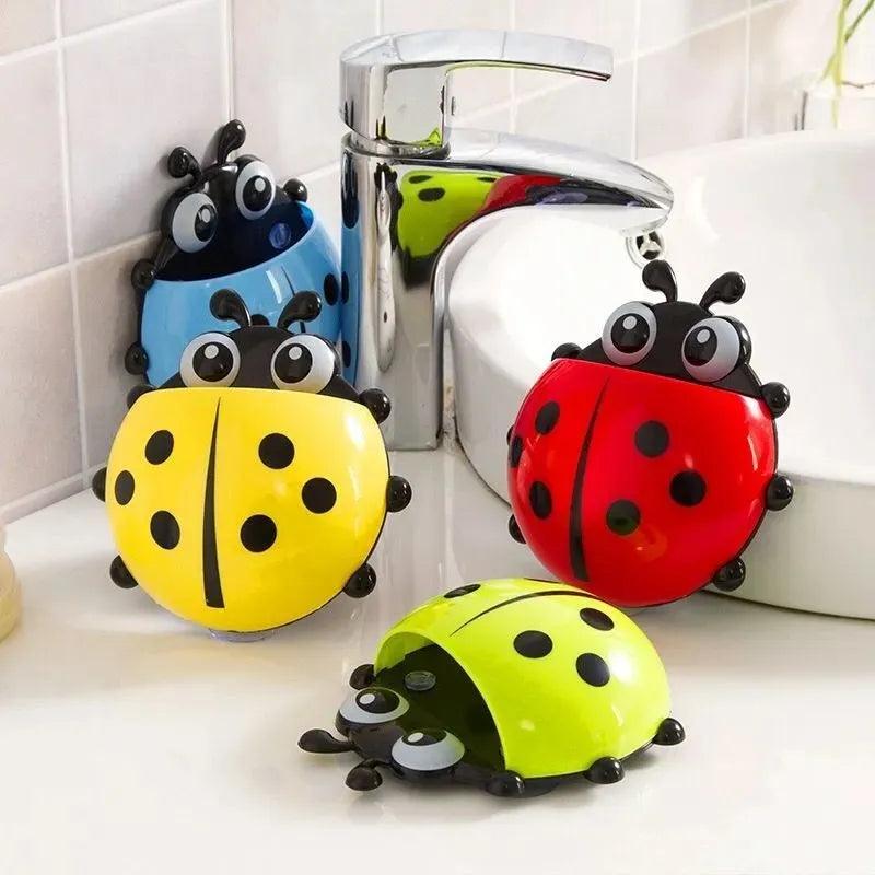 1pcs Ladybug Animal Insect Toothbrush Holder Bathroom Cartoon Toothbrush Toothpaste Wall Suction Holder Rack Container Organizer