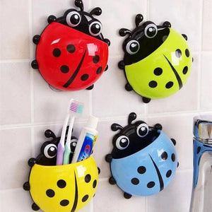 1pcs Ladybug Animal Insect Toothbrush Holder Bathroom Cartoon Toothbrush Toothpaste Wall Suction Holder Rack Container Organizer