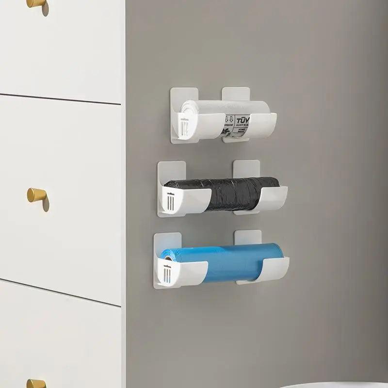 2 Pair Wall Mounted Trash Bags Holder Garbage Bag Storage Box Organizer Plastic Bag Film Container Dispenser For Kitchen Shelf