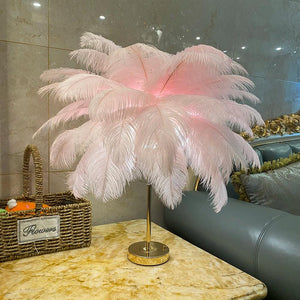 2022 New Touch Control Table Feather Lamp For Wedding Bedroom Decoration LED Desk Lamp With Feathers USB Power/Rechargeable