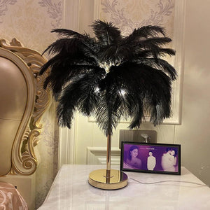 2022 New Touch Control Table Feather Lamp For Wedding Bedroom Decoration LED Desk Lamp With Feathers USB Power/Rechargeable