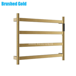 2022 Nordic 220V Brushed Gold Towel Warmer Electric Wall Carbon Fiber 304 Stainless Steel Heated Rack for Home,Bathroom,Toilet