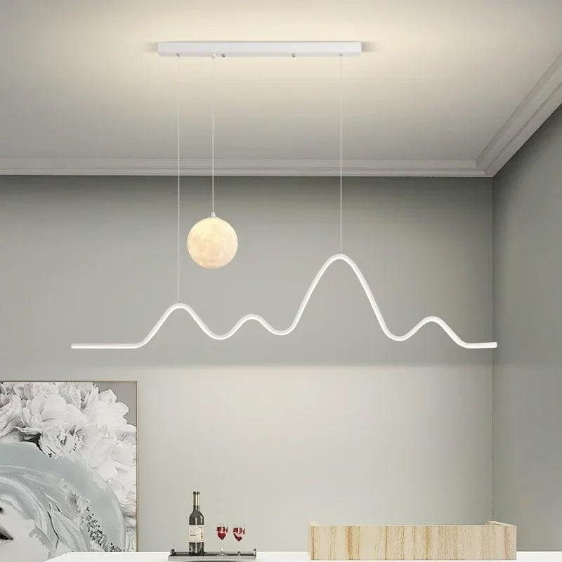 2023 Dining Table Modern Led Pendant Light Lamp For Dining Room Kitchen Bar Designer Line Chandelier Lighting Decor