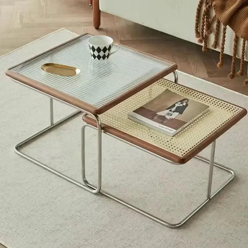 2023 New Ins Style Household Living Room Tea Table Modern Simple Vine Center Stainless Steel Dressing Tea Table DropShipping