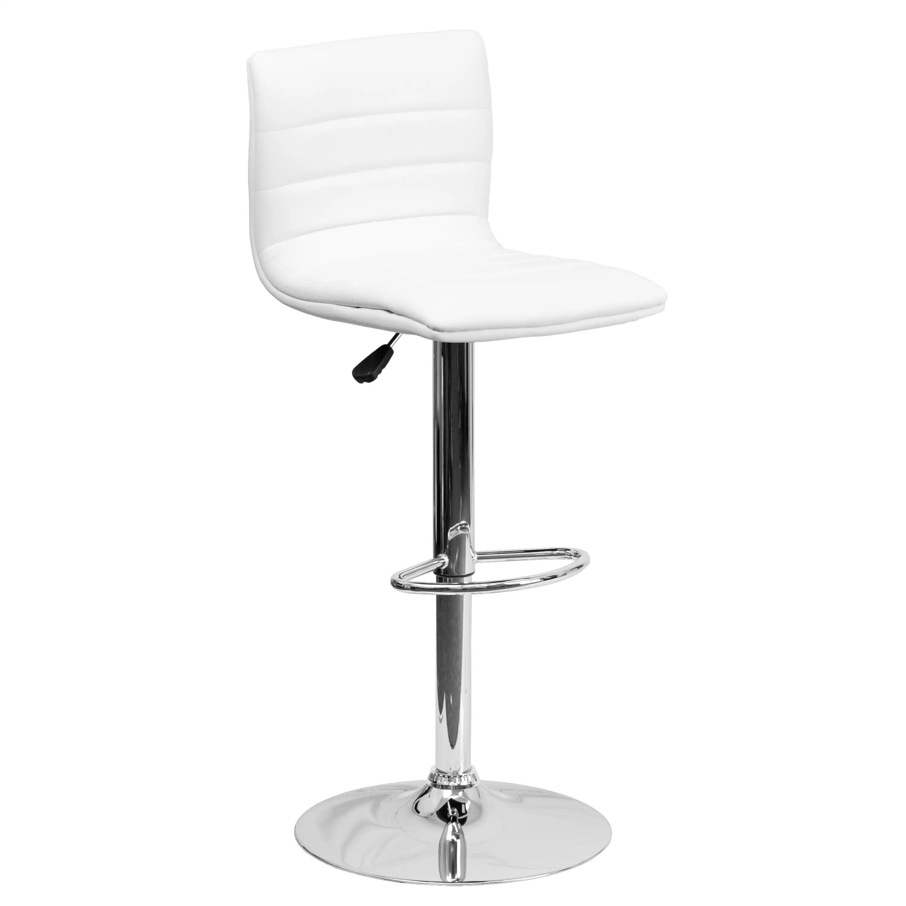 2023 New Modern Gray Vinyl Adjustable Bar Stool with Back, Counter Height Swivel Stool