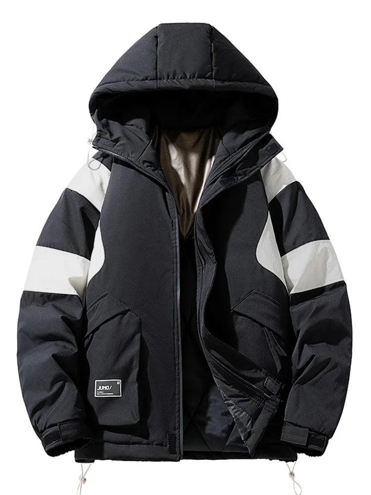 2023 New Winter Men's Parkas Thick Warm Jackets Korean Patchwork Casual Hooded Windbreaker Thermal Padded Coat Plus Size 8XL