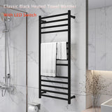 2024 Classic Black Heated Towel Warmer Large Size 110x52x12cm 110-240V 304 Stainless Steel Towel Bar For Bathroom and Toilet