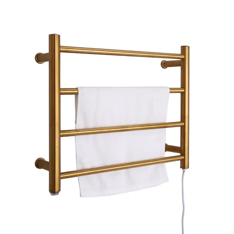 2024 New Luxury Gold Heated Towel Warmer Hidden Wire Installation 110V/220V High Quality 304 Stainless Steel Electric Towel Rack