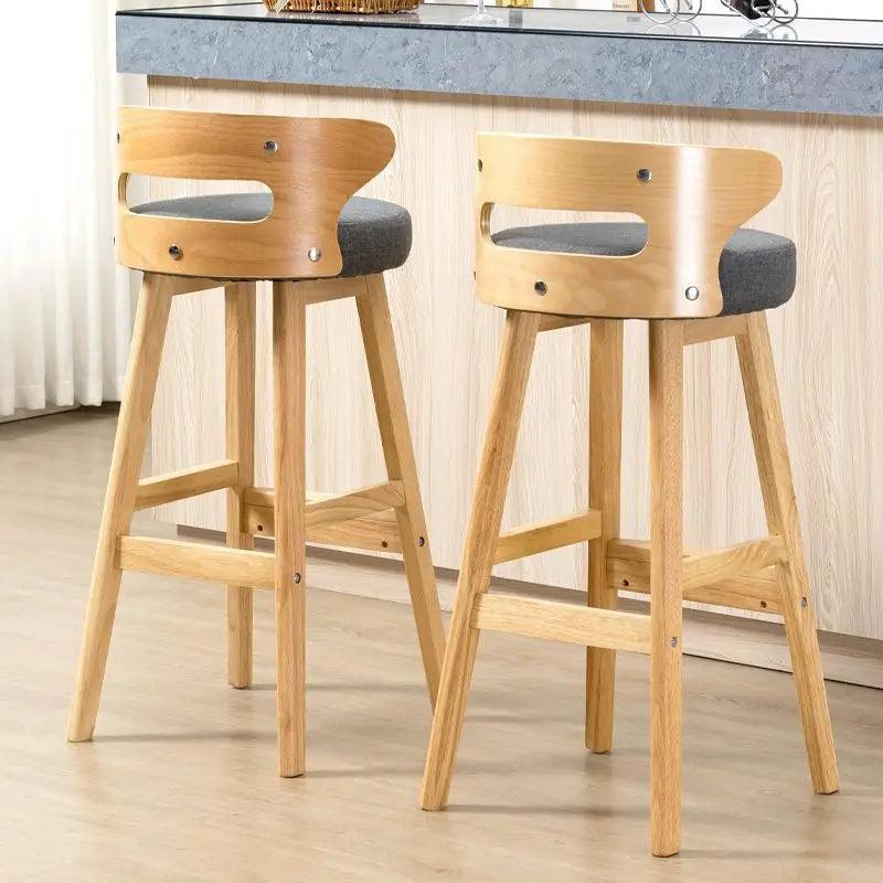 22 Bar chair Solid wood Nordic modern simple home retro backrest milk tea shop bar front desk light luxury high stool