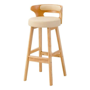 22 Bar chair Solid wood Nordic modern simple home retro backrest milk tea shop bar front desk light luxury high stool