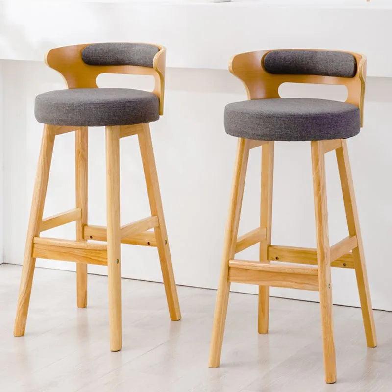 22 Bar chair Solid wood Nordic modern simple home retro backrest milk tea shop bar front desk light luxury high stool