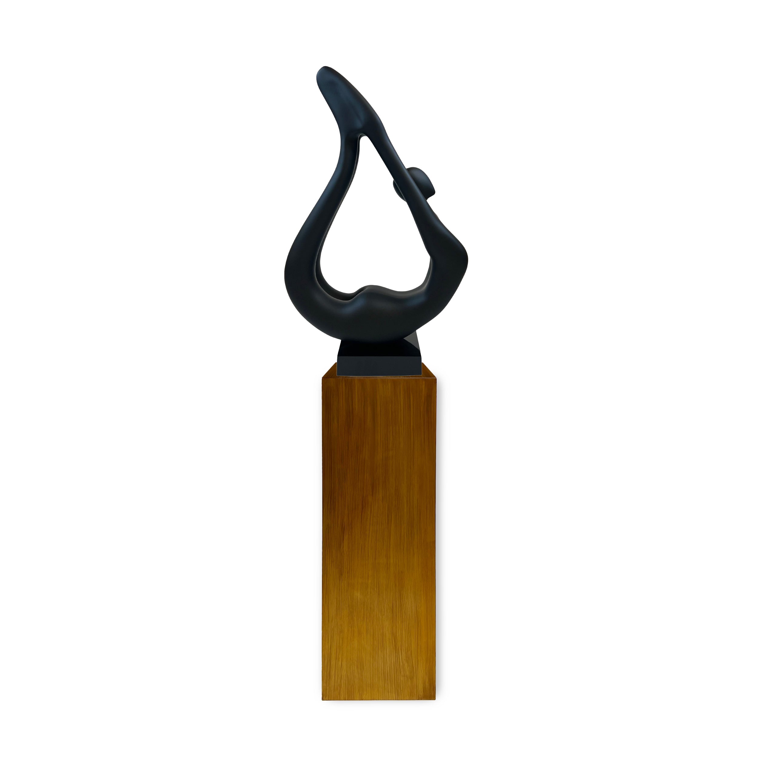 Yoga Black Sculpture - Wood Base