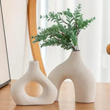 2pcs White Ceramic Vase for Modern Home Decor, Boho Nordic Minimalism Style Flower Vases for Living Room Wedding Dinner Table