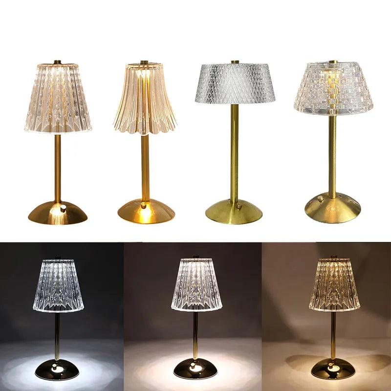 3 Colors LED Table Lamps Dimmable Bedside Night Light Rechargeable Romantic Wireless Creative Acrylic for Bedroom Living Room