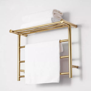 304 Stainless Steel Electric Heating Towel Drying Rack Bathroom Toilet Titanium Gold Towel Warmer Shelf Wall Mounted 48*61*23CM