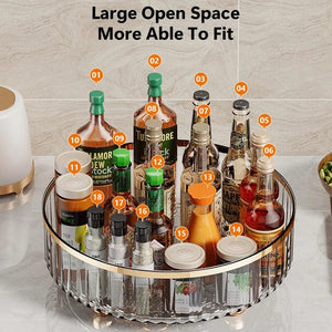 360 Rotating Tray Spice Rack Pantry Cabinet Turntable With Base Storage Bin Kitchen Organizer For Seasoning Cosmetic Storage Box