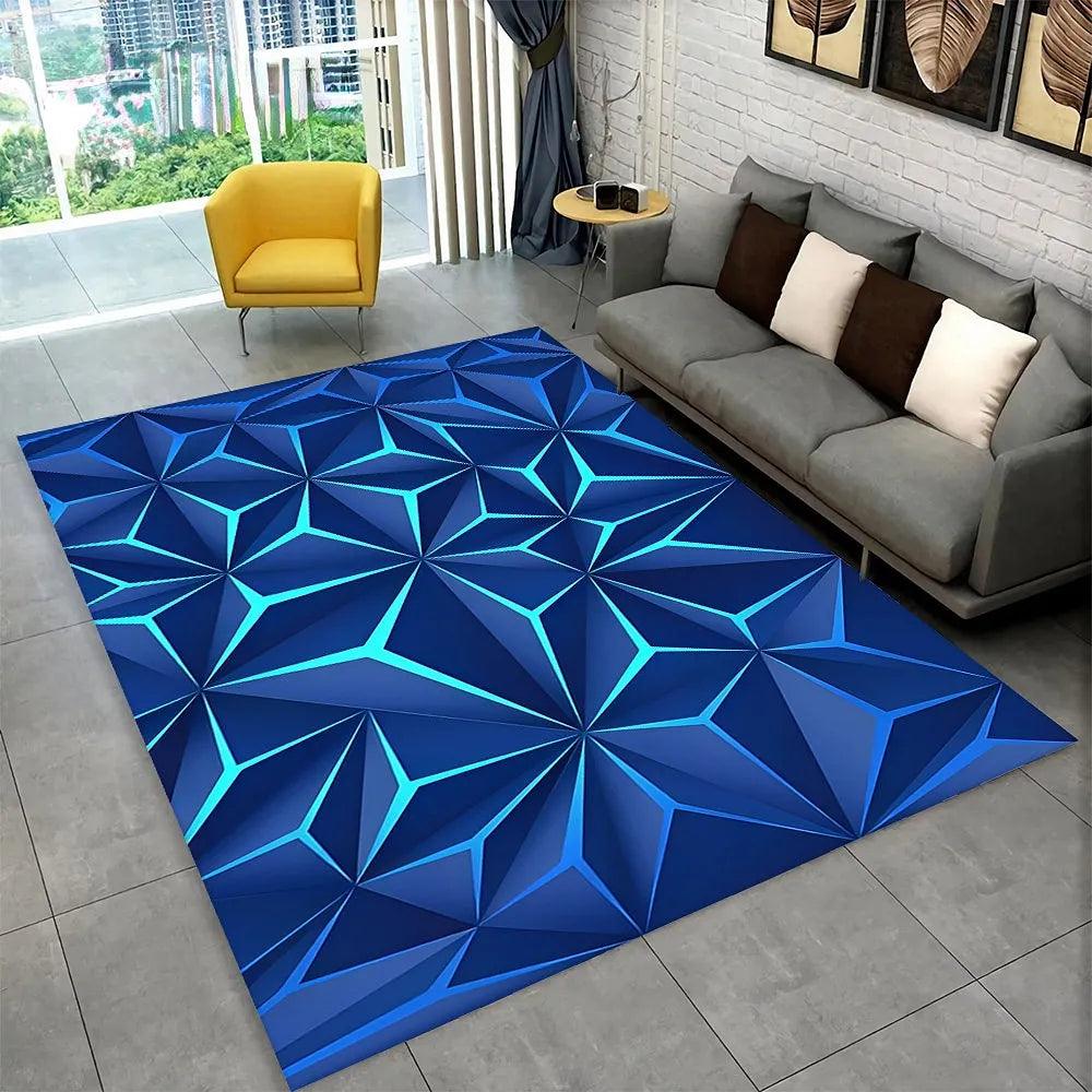 3D Abstract Mirror Floor Mat Fashion Geometric Illusion Small Floor Mat for Living Room Bedroom Area Large Rug Home Non-slip Rug