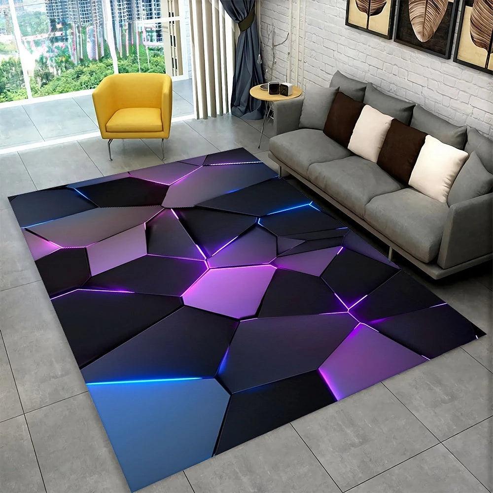 3D Abstract Mirror Floor Mat Fashion Geometric Illusion Small Floor Mat for Living Room Bedroom Area Large Rug Home Non-slip Rug