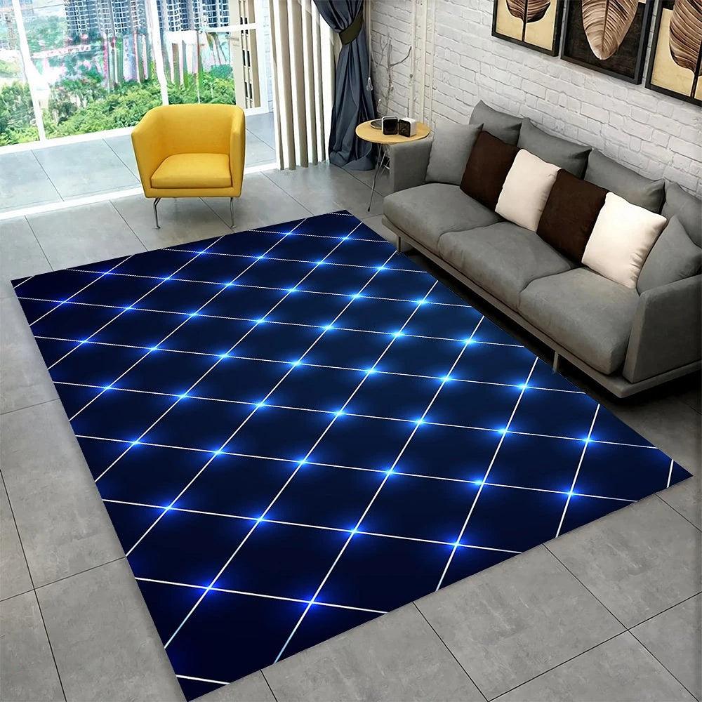 3D Abstract Mirror Floor Mat Fashion Geometric Illusion Small Floor Mat for Living Room Bedroom Area Large Rug Home Non-slip Rug