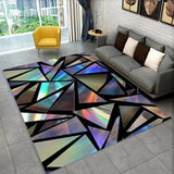 3D Abstract Mirror Floor Mat Fashion Geometric Illusion Small Floor Mat for Living Room Bedroom Area Large Rug Home Non-slip Rug