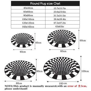 3D Round Carpets for Living Room Simple Black&White 3D Stereo Vision Carpet Area Rugs Geometric Anti-Skid Home Bedroom Floor Mat