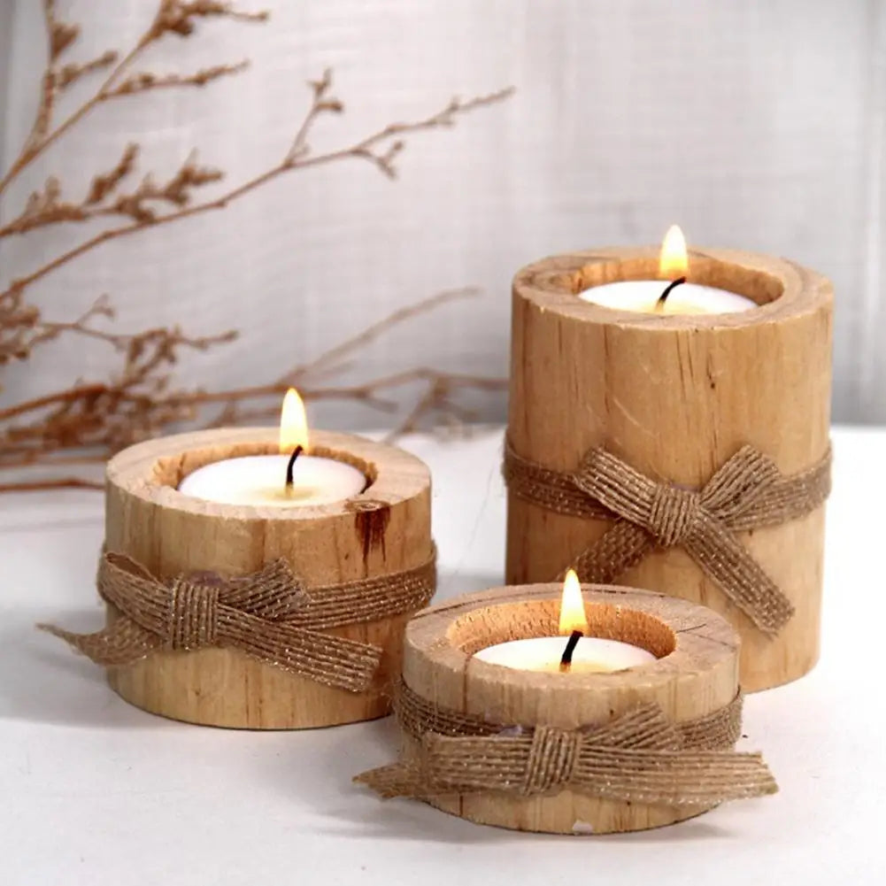 3Pcs Pine Wood Round Candle Holders Home Table Decoration Handmade Candle Holder Crafts Candlestick Candelabros Ornaments #CDL