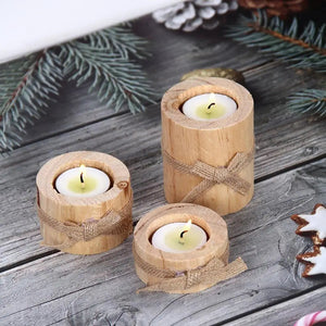 3Pcs Pine Wood Round Candle Holders Home Table Decoration Handmade Candle Holder Crafts Candlestick Candelabros Ornaments #CDL