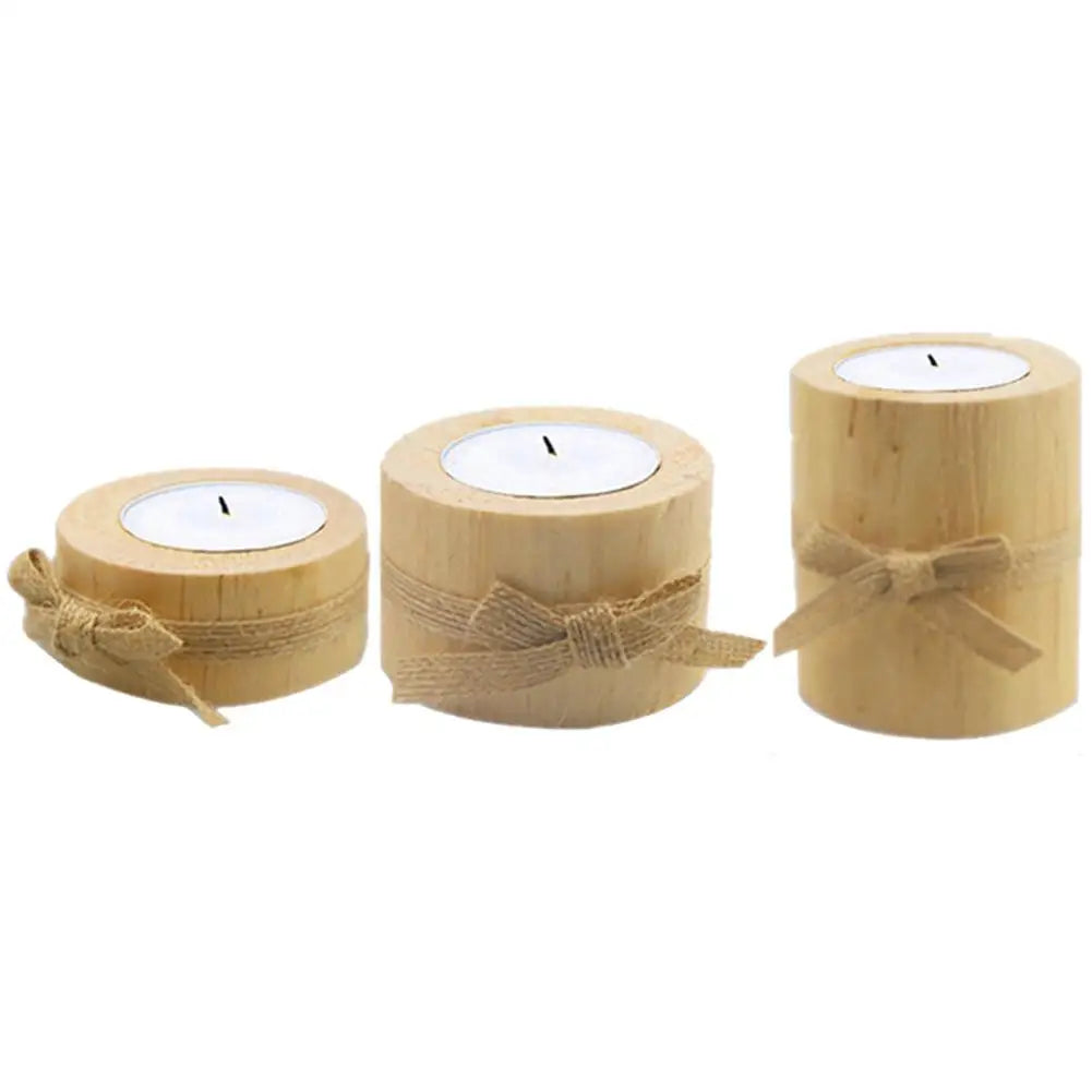 3Pcs Pine Wood Round Candle Holders Home Table Decoration Handmade Candle Holder Crafts Candlestick Candelabros Ornaments #CDL