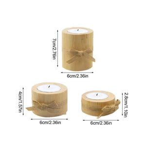 3Pcs Pine Wood Round Candle Holders Home Table Decoration Handmade Candle Holder Crafts Candlestick Candelabros Ornaments #CDL