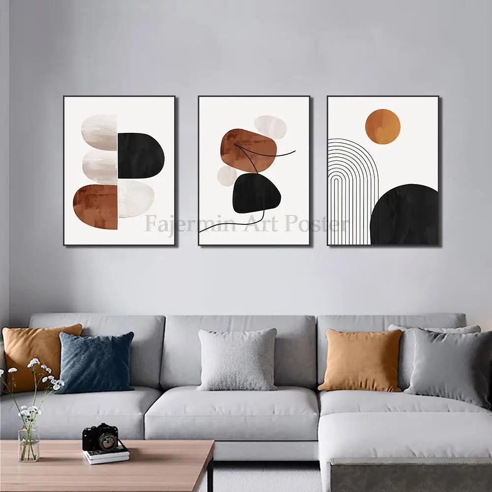 3pcs Geometric Abstract Nordic Canvas Interior Paintings Prints Modern Artwork Poster Pictures Room Decor Cuadros Para Salon